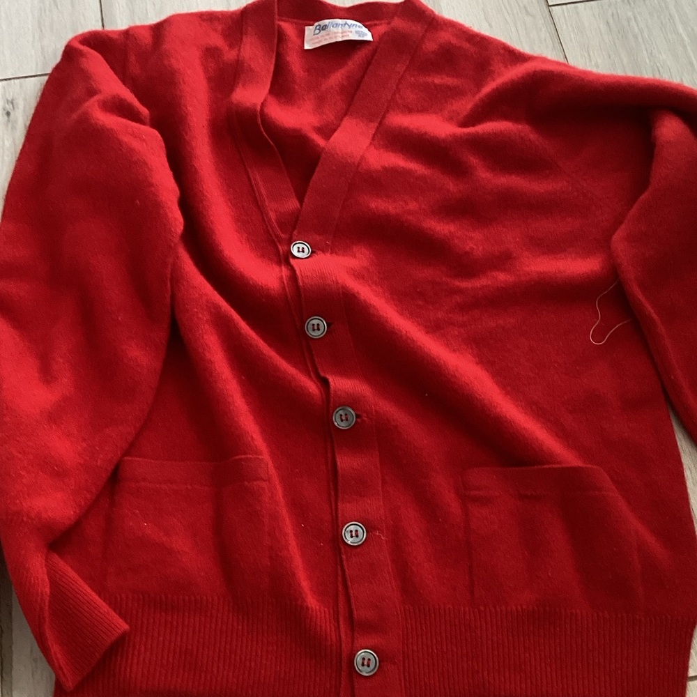 Ballantyne Red Men's Cardigan Sweater